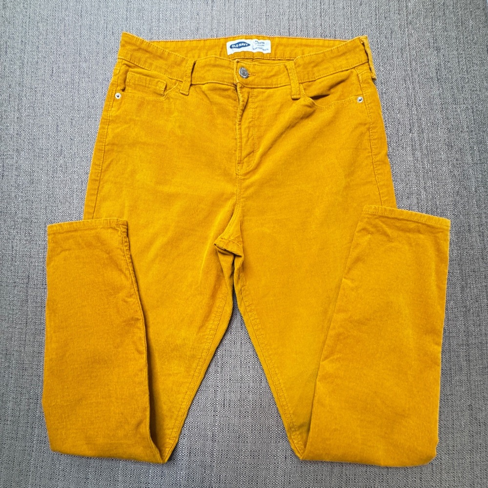 Old Navy Rockstar Super Skinny High Rise Corduroy Pants Mustard Yellow 12
